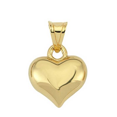 Sterling Silver Small 3 Boyutlu Gold Heart Women's Necklace Ucu