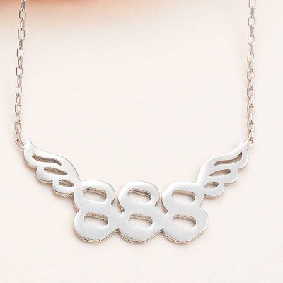Sterling Silver 888 Angel Number Women's Necklace