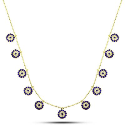 Sterling Silver Gold Evil Eye Luck Women's Necklace