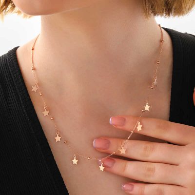 Sterling Silver Rose Gold Star Dorika Women's Necklace