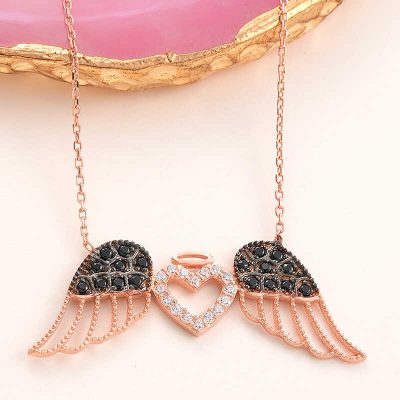 Sterling Silver Winged Heart Women's Necklace