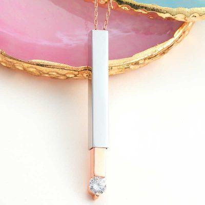 Sterling Silver Rose Gold Name Yazilabilen Acilir Bar Women's Necklace