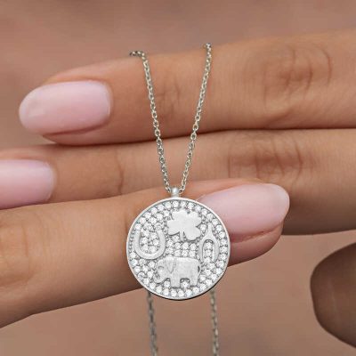 Sterling Silver Fil Motifli Luck Women's Necklace