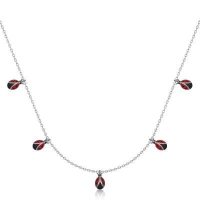 Sterling Silver Ladybug Luck Women's Necklace