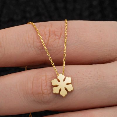 Sterling Silver Gold Minimal Snowflake Women's Necklace