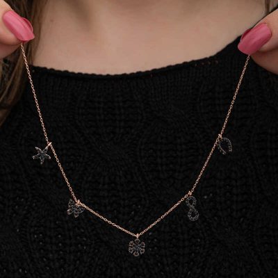 Sterling Silver Rose Gold Luck Women's Necklace