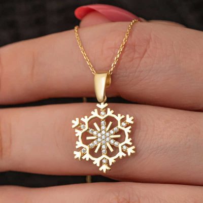 Sterling Silver Gold Snowflake Women's Necklace