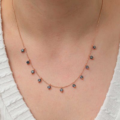 Sterling Silver Mistik Topaz Stone Rose Gold Luck Women's Necklace