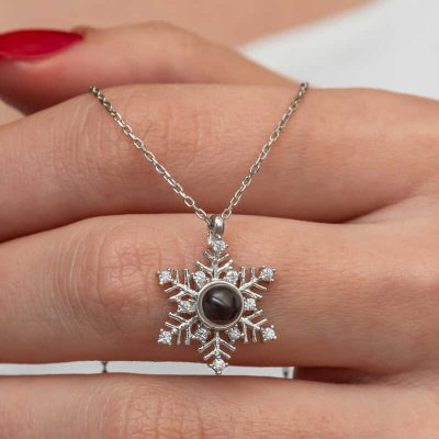Sterling Silver 100 Dilde Seni Seviyorum Snowflake Women's Necklace