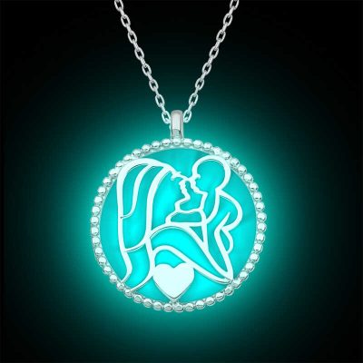 Sterling Silver Fosforlu Mother Child Sevgisi Women's Necklace